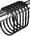 12 Pack Wide Shower Curtain Hooks, Rustproof Stainless Steel Heavy Duty Curtain Rings With Smooth Glide Rollers on rod