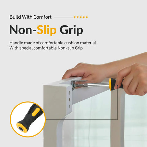 Person using a Six In One Screwdriver Kit With Comfortable Non Slip Grip Built In Bit Holder for home repair.