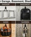 Top Shelf Garage Wall Hooks 3 Pack Heavy Duty Steel Square Storage Rack Built Like A Tank To Hang Your Bikes And Yard Gear Without Any Stress Or Extra Work Today, showcasing various storage uses.