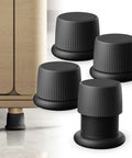 Kick Up Your Bedroom Sleeper Or Couch By 1.6 To 2.6 Inches With Smooth Stepless Thread Adjustment And Built Tough Non Slip Base Black Adjustable Furniture Risers Pack Of 4 on a floor beneath furniture.