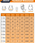 Heavy Duty Hose Clamp Kit 200 Piece Assortment Built Tough 304 Stainless Steel Black Dacro Coated Bands technical dimensions chart