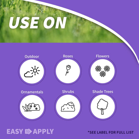 Systemic Insect Control Concentrate for Outdoor Lawn and Garden, usage for roses, flowers, ornamentals, shrubs, and shade trees