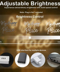 My Happy Place Neon Sign Warm White Neon Lights For Bedroom Decor with adjustable brightness and USB interface