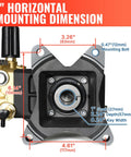 Horizontal Triplex Plunger Pressure Washer Pump 1 Inch Shaft 4000 PSI Three Point Five GPM Heavy Duty Replacement dimensions illustration