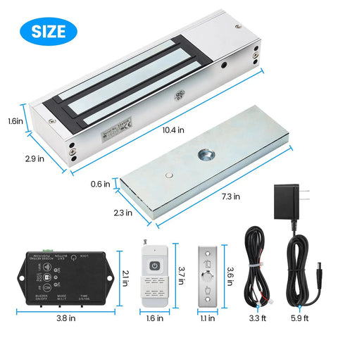 Badass Protection One Thousand Two Hundred Pound Smart Magnetic Door Lock Kit With WIFI App Remote Control Four Flexible Modes No Sweat Setup Total Game Changer For House Or Business Security Today size dimensions of smart magnetic lock components