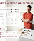 Washer Suspension Rod Kit Easy Install Includes 4 Rods 4 Balls 4 Bushings Replacement Part W11130360 For Top Load Washers Compatible With Whirlpool Maytag Kenmore, image of rods and bushings