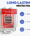 Straight Up Tough Fire Alarm Pull Station Cover keeps setup locked down, waterproof and clear to protect from dust and accidental pulls.