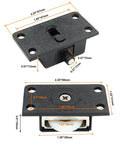 Sliding Cabinet Door Hardware Kit With Two Pairs Of ABS Single Wheel Furniture Rollers, dimensions labeled, black design.