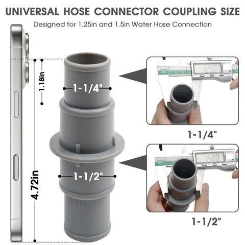 Go To One And A Quarter To One And A Half Inch Pool Hose Adapter Connector For One Quarter To One Half Inch Vacuum Hoses dimensions