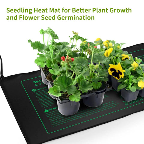 Two Pack Seedling Heat Mats For Germination And Hydroponics, Waterproof 18W Plant Heating Pads, Durable PVC Seed Warmer, 10 By 20 Inches, Easy To Use, Perfect For Your Home Grow Starts