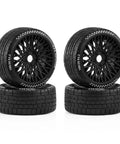 RC Car Tire Upgrade Kit With 4 Rubber Tires And 17mm Hex Hubs For 1/7 And 1/8 Scale Off Road RC Cars Boost Traction On Mud And Gravel