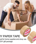 2 Pack Kraft Paper Packing Tape Water Resistant Sealing Tape For Shipping And Home Use Hand Tearable Brown Box Tape