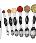 Magnetic Measuring Spoons Set Stainless Steel With Leveler Seven Piece Double Headed Spoons for Baking and Cooking