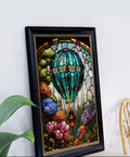 Framed 5D Diamond Painting Kit For Grownups With Hot Air Balloon Design Round Full Drill DIY Diamond Art Set For Beginners Wall Decor
