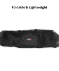 Extra Large Mesh Duffle Bag With Zipper For Scuba Gear And Snorkeling Foldable Lightweight Beach Bag shown folded, mesh detail visible.