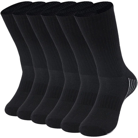 Six Pairs Bamboo Viscose Camping Socks For Men And Women Quick Dry Mid Calf Cushioned Trekking Running Sports Socks With Moisture Wicking Comfort All Season Black XL