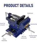 Rock Solid Cross Slide Drill Press Vise Featuring Six Inch Jaw Opening And Smooth Xy Slides for precise adjustments with hardened jaws.
