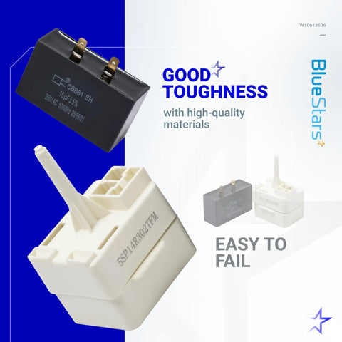 Upgraded Refrigerator Compressor Start Relay And Capacitor For Whirlpool KitchenAid Kenmore Refrigerators Replaces W10416065 PS8746522 67003186 No Fuss Easy Fit And Durable High Performance Upgrade