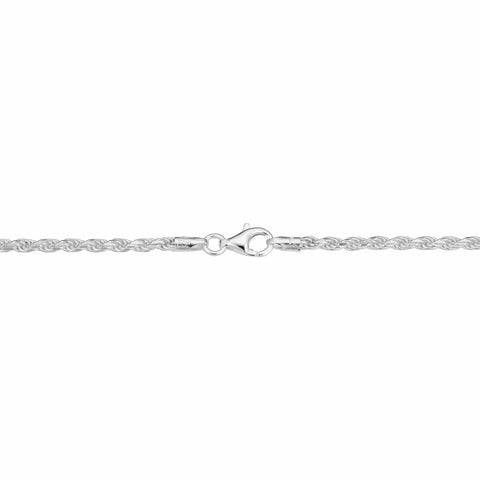 Sterling Silver Diamond Cut Rope Chain Bracelet 2.3mm 8.5 Inch, Hypoallergenic Nickel Free 925 Stamp clasp detail