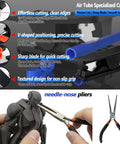 All In One 82 Piece 3D Printer Tool Kit In Durable Case With PTFE Cutter Deburring Tools Scrapers Files Brushes Drill Tweezers Nozzle Cleaner Filament Cutter And More For FDM Printers showing needle-nose pliers and cutter