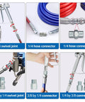 Six Piece Pro Grade Sprayer Joint Set For Airless Paint Sprayers With Spray Gun Swivel Joint And Paint Hose Connectors That Include Quarter Inch And Three Eighth Inch Fittings In Multiple Sizes For Fast Flexible Attachments, 1/4 and 3/8 connectors
