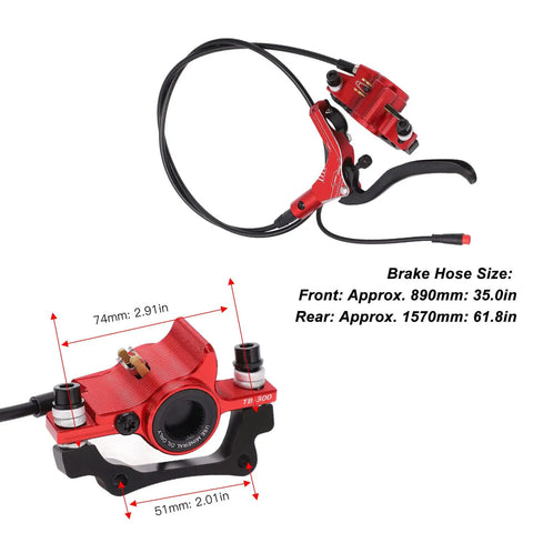 Upgrade Your Ride With This Heavy Duty Disc Brake Kit For Mountain Road And E Bikes Featuring Aluminum Alloy Hydraulic Mechanical Front Rear Setup Rock Solid Stops Tight Grip, showing front caliper and brake lever.