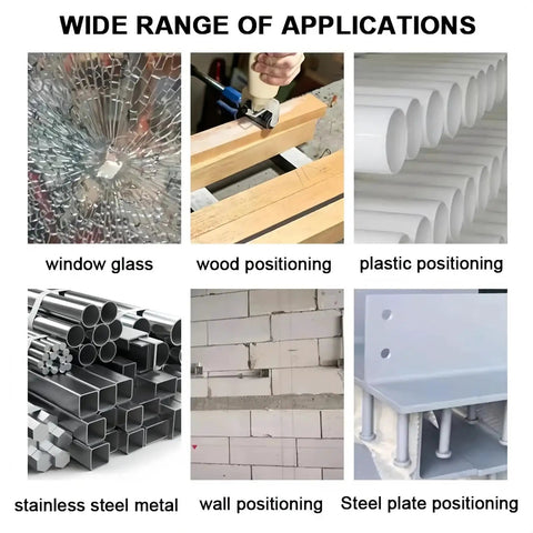 Wide range of applications for Bad Ass 5 Inch Spring Loaded Automatic Center Punch Tool on window glass and wood.