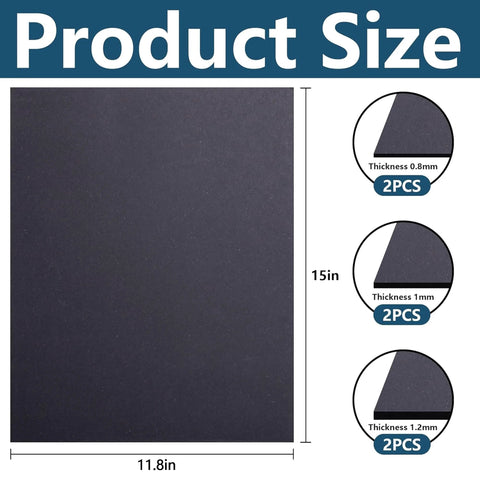 Gasket material sheet, 15 by 11.8 in, dark gray non-asbestos, 2 pcs per thickness (0.8/1.0/1.2 mm).