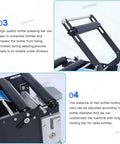 No Sweat Heavy Duty Round Bottle Labeling Machine With Smart Digital Control Quick Adjust Applicator showing bottle pressing bar and rollers.