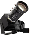 Ultra HD 8000x6000 48MP USB Camera With 5-50mm Zoom Lens, Crisp Color, Pro Machine Vision Industrial Webcam on stand, USB cable attached