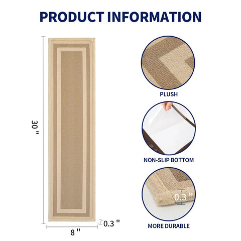 15 Pack Non Slip Stair Treads 8x30 Inches For Indoor Wooden Stairs Beige Reusable Machine Washable Carpet Stair Runners