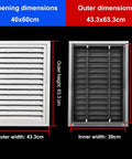 Stylish Gable Vent Louvered Access Panel For Wall Or Ceiling Inspection Hatch With Tight Mesh Filter For No Sweat Drywall Patch And Chill Fresh Airflow Throughout Indoor Spaces dimensions shown with measurements.