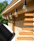 Black Vinyl Coated Cable, 304 Stainless Steel Wire Rope 1/16 In Overmolded To 3/32 In with string lights outdoors