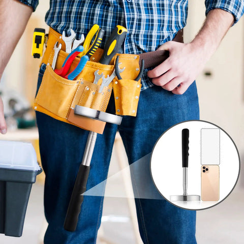 Telescoping Magnetic Pickup Tool With 35 Pound Pull, Retractable 8.6 To 33 Inches, Ergonomic Rubber Grip, Strong Magnet For Nails, Screws, Metal Parts Pickup, Handy Long Reach Magnetic Sweeper