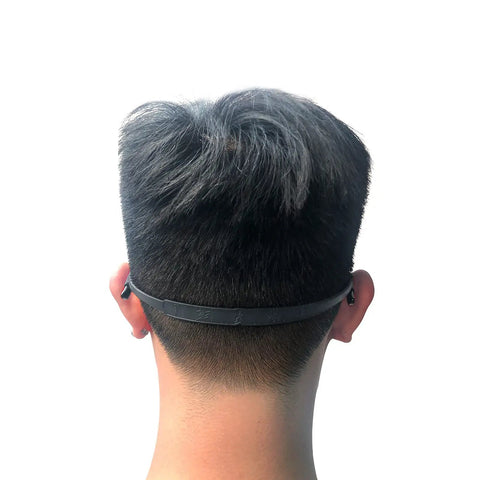 Rear view of child wearing Kids Silicone Glasses Straps 3 Pack Non Slip Elastic Eyewear Straps For Boys And Girls Sunglasses Holder