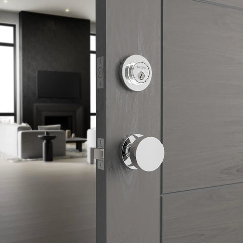 Top Notch Wifi Bluetooth Deadbolt Slick Keyless Entry Smooth Operation Solid Brass Construction Sleek Polished Chrome Finish on door
