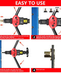 Instructional diagram using Extra Long Mandrel Rivet Nut Tool Kit With 16 Inch Rivnut Gun, Nine Long Mandrels