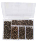 1200 Piece Woodworking Screws Kit M2 M5 Self Tapping Cross Countersunk Set With Assorted Sizes for DIY Projects visible in box compartments