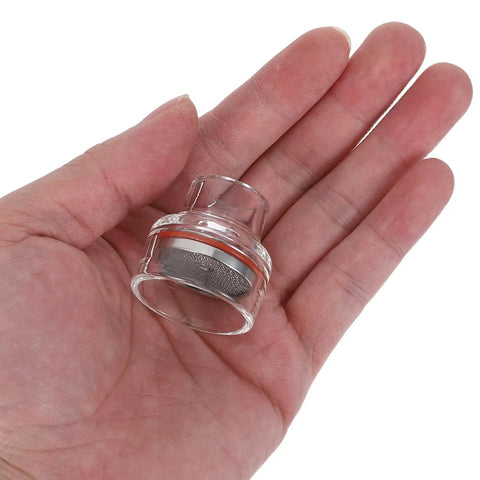 Upgrade Your TIG Game With This Ultra Clear Glass Welding Torch Cup Nozzle Replacement For Wp-17 Wp-18 And Wp-26 Toons At Perfect 2.4mm Size in hand