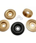 Beast Mode Wood Carving Disc Tools Set For Four And A Half Inch Angle Grinder With Hundreds Of Sharp Teeth Carbon Steel Construction For Rapid Wood Removal And Smooth Finishes Safer And More Durable Than Sanding Pads Polishing Pad Ready, five discs