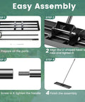 Assembly instructions for Heavy Duty Lawn Leveling Rake With 67 Inch Long Ergonomic Handle, 42 By 10 Inch Landscape Rake, step by step.