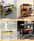 Set Of Four Five Inch Scaffolding Caster Wheels Smooth Rolling Elastic Rubber Tires on mobile workbench and shelving.