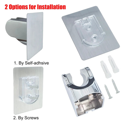 Heavy Duty Shower Head Holder With Tough As Nails Adhesive and screws, chrome adjustable wall mount bracket, corrosion resistant