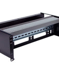 3U Rackmount Dual DIN Rail And Solid Metal Control Panel for industrial 19 inch 2 post relay rack or 4 post cabinet with PVC wire duct