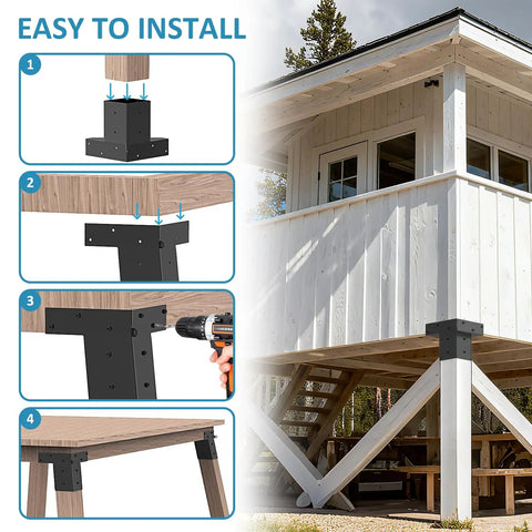 Heavy Duty 4x4 Elevator Deer Stand Brackets 4 Pack Angled Platform Supports For Deer Stands Hunting Blinds Tree Houses Shooting Shacks Outdoor Decks Built Tough Steel Construction