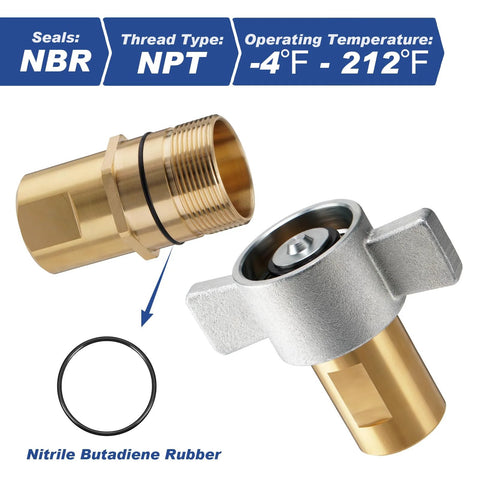 heavy-duty hydraulic quick disconnect brass coupler with NBR seals and NPT threading for industrial and trailer systems