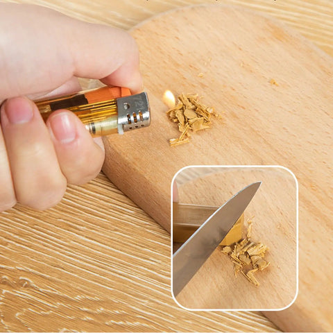 Wax Repair Stick For Quick Fix On Wood Floors And Furniture Scratches, 11 Colors, Heat Activation, Strong Adhesion shown with lighter