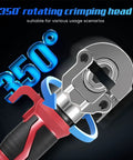Pro Grade Built Tough Cordless Hydraulic Cable Lug Crimper Six Ton Electric Terminal Pliers with 350° rotating crimping head