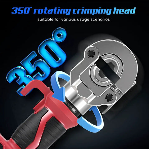 Pro Grade Built Tough Cordless Hydraulic Cable Lug Crimper Six Ton Electric Terminal Pliers with 350° rotating crimping head