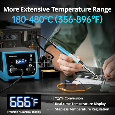 Smart 65W Soldering Station With PID Temperature Control And Quick Heat Recovery 392F To 896F Range in use